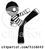 Poster, Art Print Of White Thief Man Ninja Kick Right