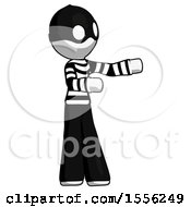 White Thief Man Presenting Something To His Left