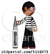 Poster, Art Print Of Orange Thief Man Standing With Large Thermometer