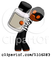 Poster, Art Print Of Orange Thief Man Holding Large White Medicine Bottle