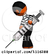 Orange Thief Man Using Syringe Giving Injection
