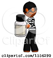 Poster, Art Print Of Orange Thief Man Holding White Medicine Bottle