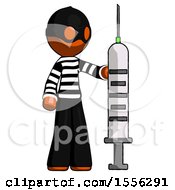 Poster, Art Print Of Orange Thief Man Holding Large Syringe