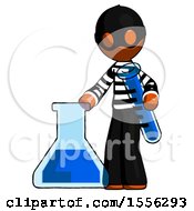 Poster, Art Print Of Orange Thief Man Holding Test Tube Beside Beaker Or Flask