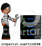 Poster, Art Print Of Orange Thief Man Server Administrator Doing Repairs