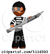 Poster, Art Print Of Orange Thief Man Holding Large Scalpel