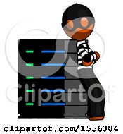 Poster, Art Print Of Orange Thief Man Resting Against Server Rack Viewed At Angle