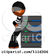 Poster, Art Print Of Orange Thief Man Resting Against Server Rack