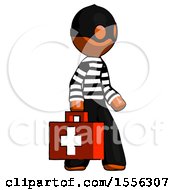 Poster, Art Print Of Orange Thief Man Walking With Medical Aid Briefcase To Right