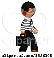 Poster, Art Print Of Orange Thief Man Walking With Briefcase To The Right