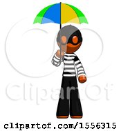 Poster, Art Print Of Orange Thief Man Holding Umbrella Rainbow Colored