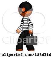 Poster, Art Print Of Orange Thief Man Walking With Briefcase To The Left