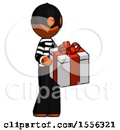 Poster, Art Print Of Orange Thief Man Giving A Present