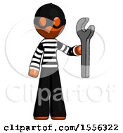 Poster, Art Print Of Orange Thief Man Holding Wrench Ready To Repair Or Work