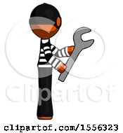 Poster, Art Print Of Orange Thief Man Using Wrench Adjusting Something To Right