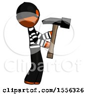 Poster, Art Print Of Orange Thief Man Hammering Something On The Right
