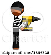 Poster, Art Print Of Orange Thief Man Using Drill Drilling Something On Right Side