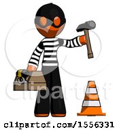 Orange Thief Man Under Construction Concept Traffic Cone And Tools