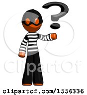 Orange Thief Man Holding Question Mark To Right