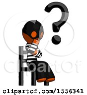 Poster, Art Print Of Orange Thief Man Question Mark Concept Sitting On Chair Thinking