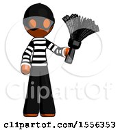 Orange Thief Man Holding Feather Duster Facing Forward