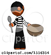 Poster, Art Print Of Orange Thief Man With Empty Bowl And Spoon Ready To Make Something