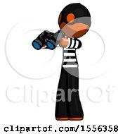 Poster, Art Print Of Orange Thief Man Holding Binoculars Ready To Look Left