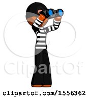 Orange Thief Man Looking Through Binoculars To The Right