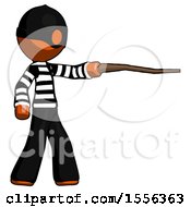 Orange Thief Man Pointing With Hiking Stick