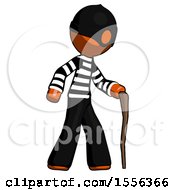 Orange Thief Man Walking With Hiking Stick