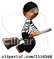 Poster, Art Print Of Orange Thief Man Flying On Broom