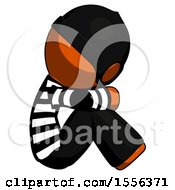 Poster, Art Print Of Orange Thief Man Sitting With Head Down Facing Sideways Right