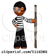 Poster, Art Print Of Orange Thief Man Holding Staff Or Bo Staff