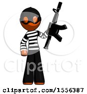 Poster, Art Print Of Orange Thief Man Holding Automatic Gun