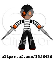 Poster, Art Print Of Orange Thief Man Two Sword Defense Pose