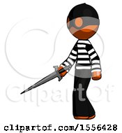 Poster, Art Print Of Orange Thief Man With Sword Walking Confidently