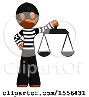 Poster, Art Print Of Orange Thief Man Holding Scales Of Justice