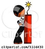 Poster, Art Print Of Orange Thief Man Leaning Against Dynimate Large Stick Ready To Blow