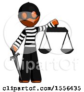 Poster, Art Print Of Orange Thief Man Justice Concept With Scales And Sword Justicia Derived