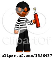 Poster, Art Print Of Orange Thief Man Holding Dynamite With Fuse Lit