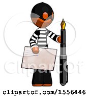 Poster, Art Print Of Orange Thief Man Holding Large Envelope And Calligraphy Pen