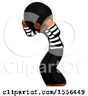 Poster, Art Print Of Orange Thief Man With Headache Or Covering Ears Turned To His Left