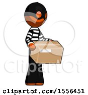 Poster, Art Print Of Orange Thief Man Holding Package To Send Or Recieve In Mail