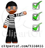 Poster, Art Print Of Orange Thief Man Standing By List Of Checkmarks
