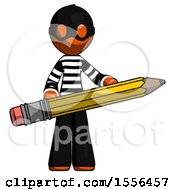 Poster, Art Print Of Orange Thief Man Writer Or Blogger Holding Large Pencil