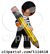 Poster, Art Print Of Orange Thief Man Writing With Large Pencil