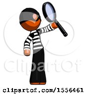 Poster, Art Print Of Orange Thief Man Inspecting With Large Magnifying Glass Facing Up