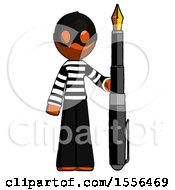 Orange Thief Man Holding Giant Calligraphy Pen