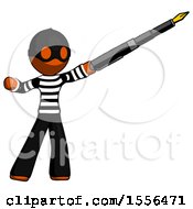 Poster, Art Print Of Orange Thief Man Pen Is Mightier Than The Sword Calligraphy Pose
