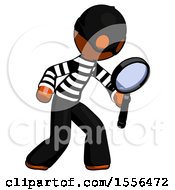 Poster, Art Print Of Orange Thief Man Inspecting With Large Magnifying Glass Right